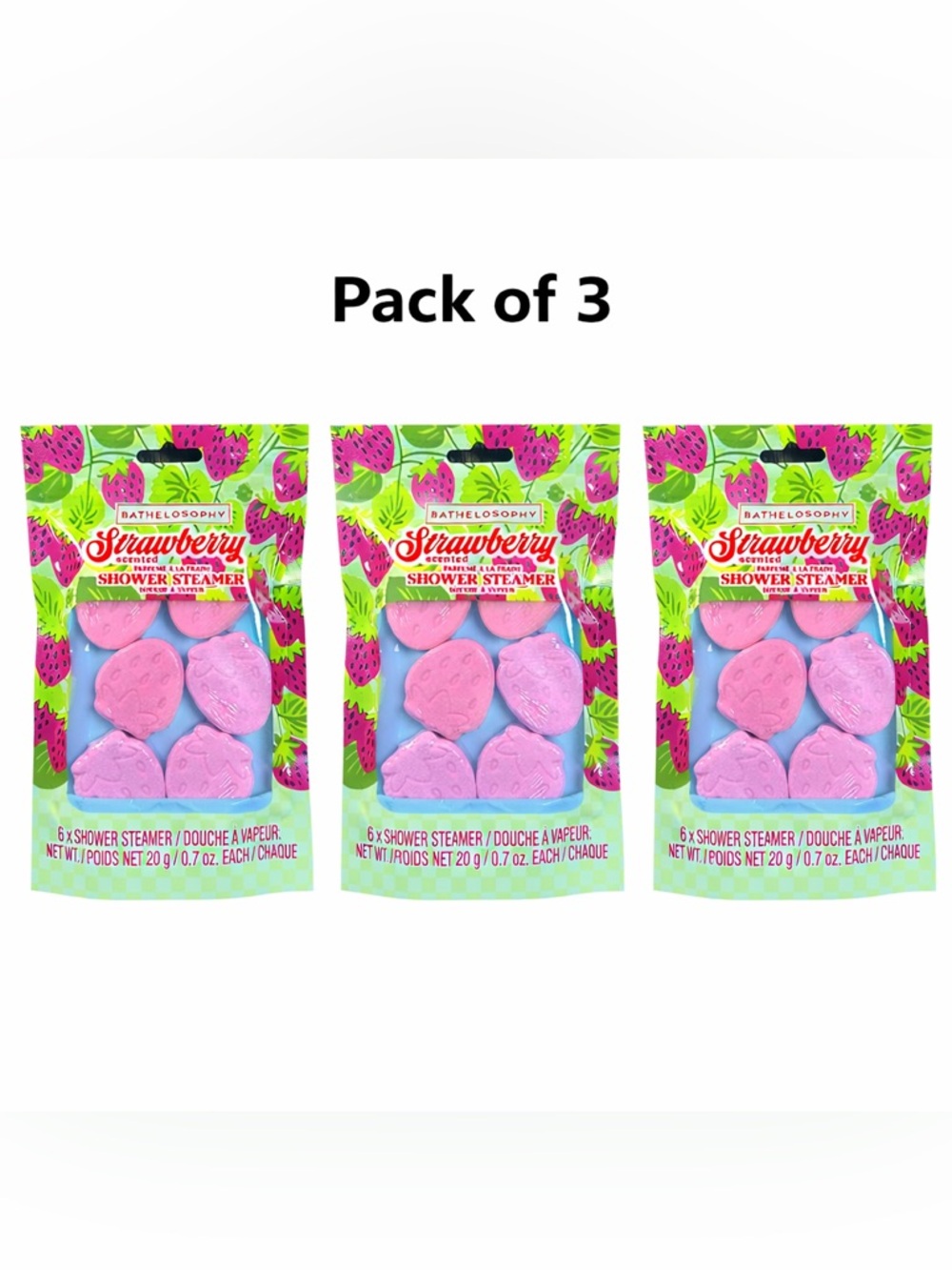 Strawberry Showe Steamer Pack of 3 Bath Set‎ New